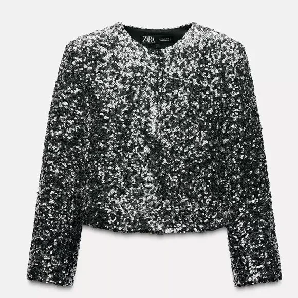 ZARA SEQUINED BLAZER Size M - Picture 1 of 6